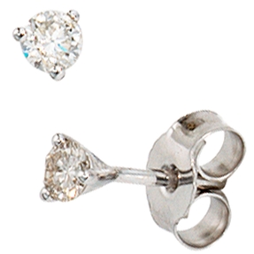 Solitär Ohrstecker Stecker mit Diamanten Brillanten 3.4mm 585 Gold Weißgold