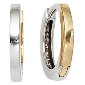 Creole Creolen Ohrringe 11.5mm 333 Gold gelb & weiß kombiniert Damen