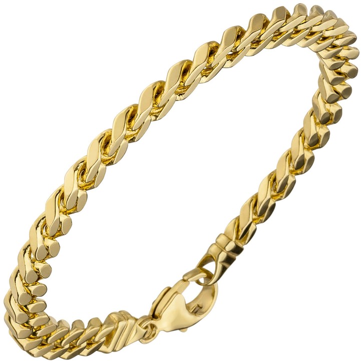 6mm Panzer Armband 585 Gelbgold 19cm