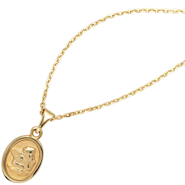 Anhänger Engel 333 Gelbgold oval