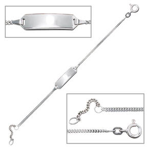 Goldarmband für Kinder Schildband 585 Gold Weißgold 14cm verkürzbar