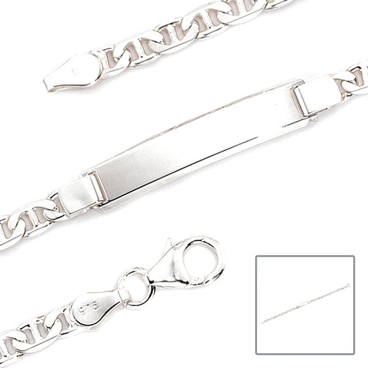 Schildband aus echtem 925 Silber 19cm