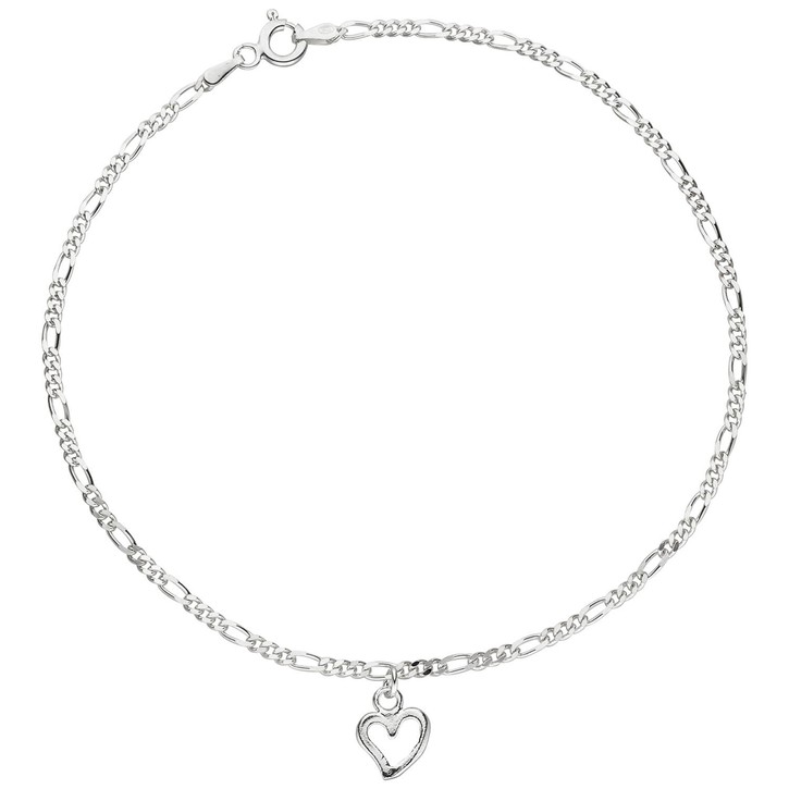 Fußkette Herz aus 925 Silber 25cm
