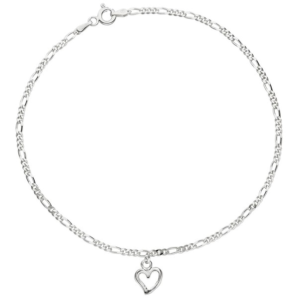 Fußkette Herz aus 925 Silber 25cm