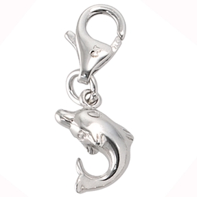 Anhänger Einhänger Charm Delfin 925 Silber rhodiniert Silbereinhänger Dangle