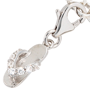 Anhänger Einhänger Charm Flip Flop mit Zirkonia 925 Silber rhodiniert Dangle