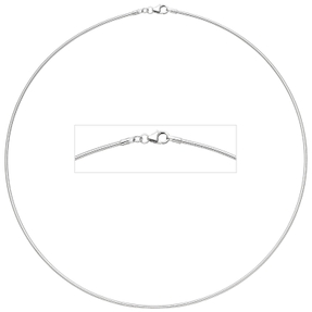 1,5mm Halsreif Omegakette Collier 925 Silber rhodiniert rund 45cm für Damen