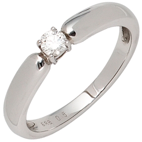 Ring Damenring mit Diamant Brillant 0,16 Ct. 585 Gold Weißgold Goldring