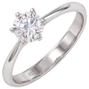Ring Damenring mit Zirkonia in der Mitte 925 Silber Solitär Silberring Ring Damenring mit Zirkonia in der Mitte 925 Silber Solitär Silberring