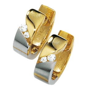 12,8mm Creolen Creole Ohrringe mit Zirkonia 333 Gold Gelbgold Damen
