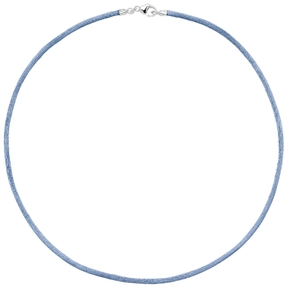 2,8mm Seidenband Seidencollier hellblau Karabiner 925 Damen 42cm