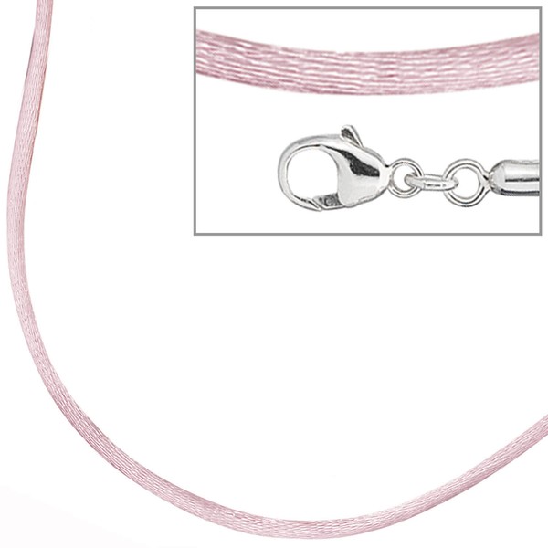 2,8mm Seidenband rose 925 Silber 42cm