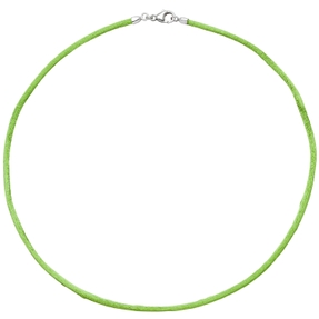 2,8mm Seidenband Seidencollier hellgrün Karabiner 925 Damen 42cm