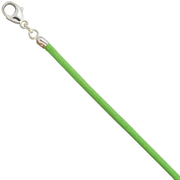 2,8mm Seidencollier hellgrün 925 Silber 42cm