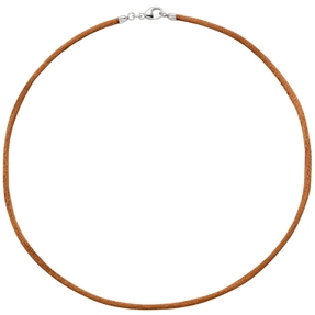 2,8mm Seidenband Seidencollier kupfer Karabiner 925 Damen 42cm Silbercollier