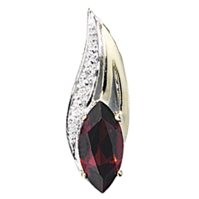 Anhänger mit Diamanten Brillanten Granat spitzoval 585 Gold Damen