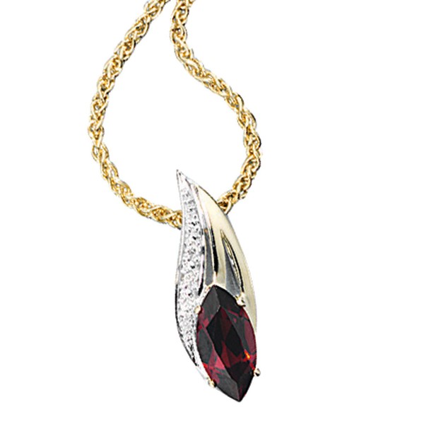 Anhänger Brillanten Granat spitzoval 585 Gold