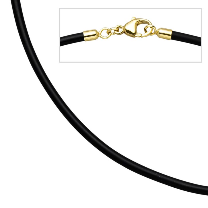 3mm Kautschukkette Karabiner 333 Gold 45cm