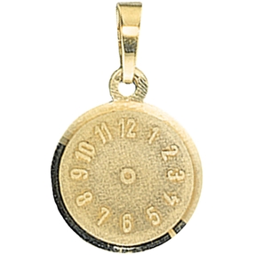 Anhänger Uhr Taufuhr ohne Zeiger aus 333 Gold Gelbgold für Kinder