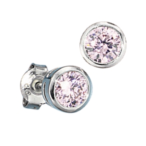 Ohrstecker Stecker Ohrschmuck Zirkonia rosa rund 925 Silber Damen