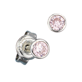 4mm Stecker Ohrstecker Ohrschmuck Zirkonia rosa 925 Silber Damen