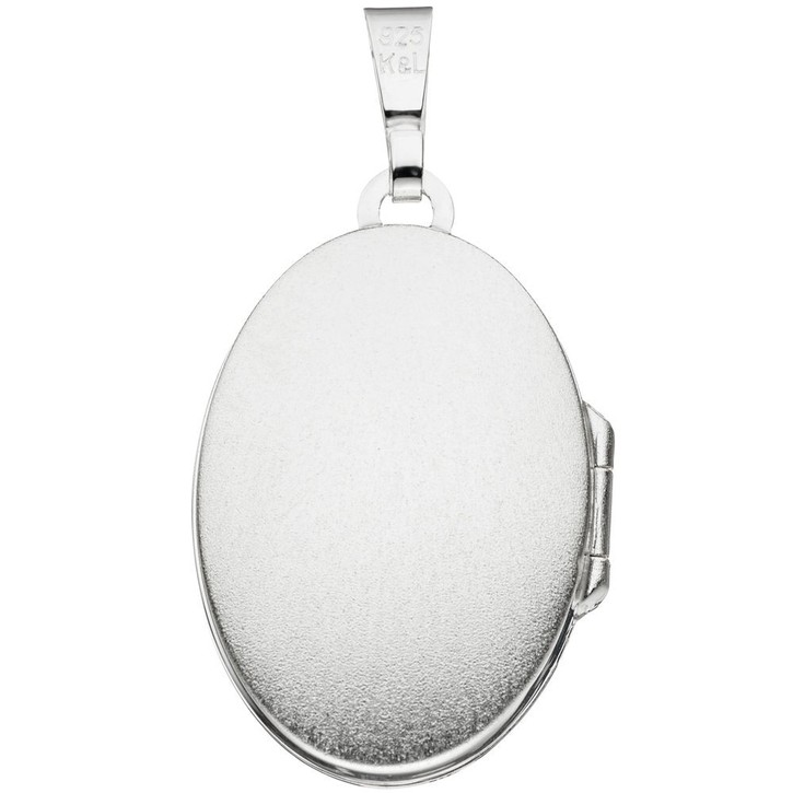 Medaillon oval Streifen am Rand 925 Silber