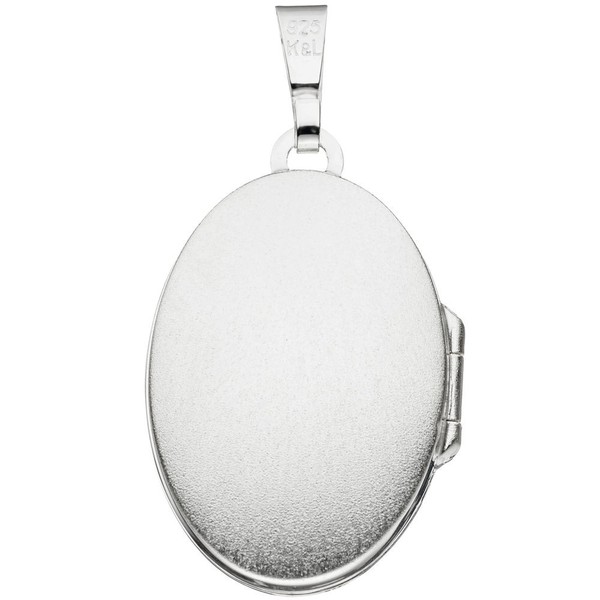 Medaillon oval Streifen am Rand 925 Silber