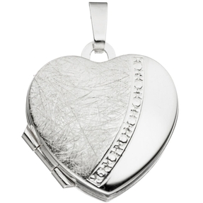 Medaillon Anhänger zum Öffnen Herz mattiert 925 Silber für Damen