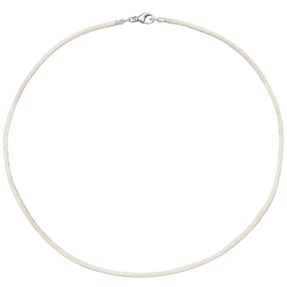 2,8mm Seidencollier Collier beige Karabiner 925 Silber Damen 42cm