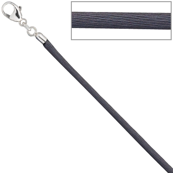 2,8mm Collier grau Karabiner 925 Silber 42cm