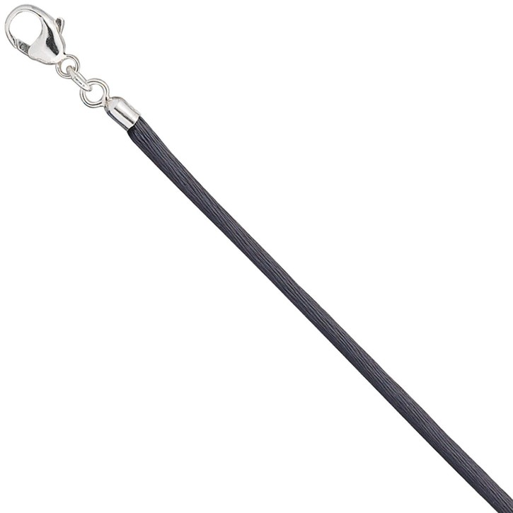 2,8mm Collier grau Karabiner 925 Silber 42cm