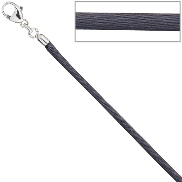 2,8mm Collier grau Karabiner 925 Silber 42cm