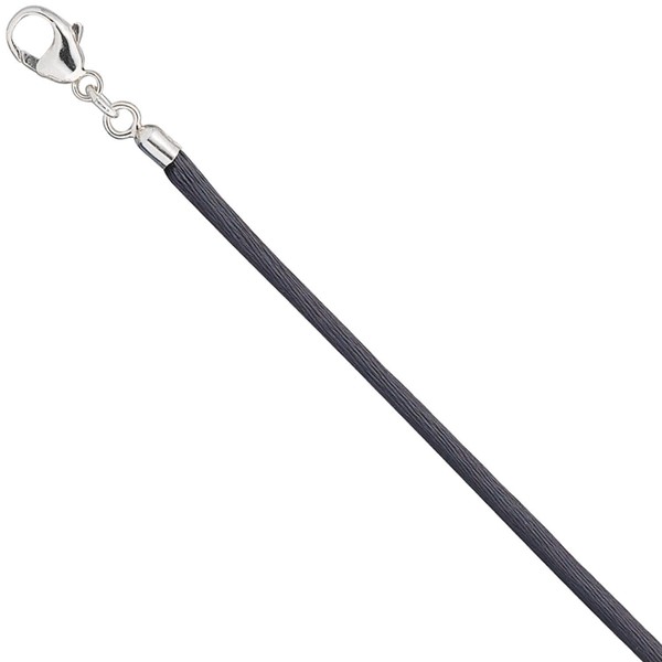 2,8mm Collier grau Karabiner 925 Silber 42cm