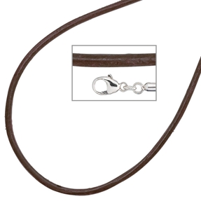 2mm Ledercollier Collier braun Karabiner aus 925 Silber Unisex 42cm