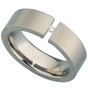 Ring für Damen Damenring aus Titan mit Diamant Brillant Titanring