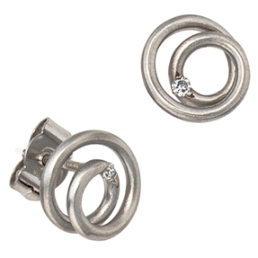 Ohrstecker Stecker Spirale rund Diamant Brillant 950 Platin Damen Ohrstecker Stecker Spirale rund Diamant Brillant 950 Platin Damen