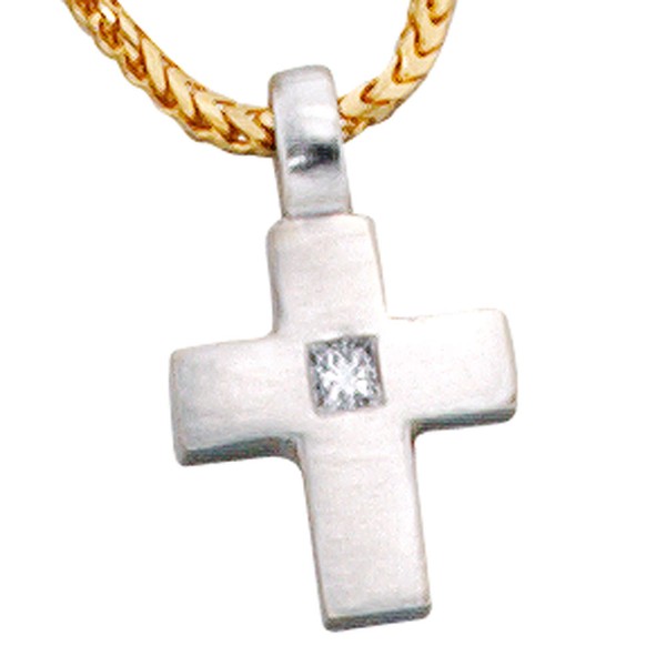 Anhänger Kreuz Brillant matt 950 Platin