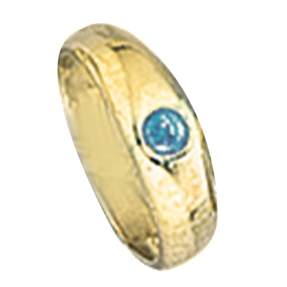 Taufring mit blauem Safir glänzend aus 333 Gold Gelbgold für Kinder