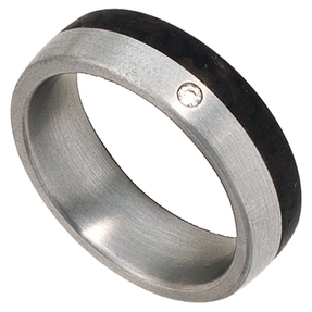 Partnerring Ring mit Diamant Brillant Edelstahl mit Carbon Unisex Partnerring Ring mit Diamant Brillant Edelstahl mit Carbon Unisex