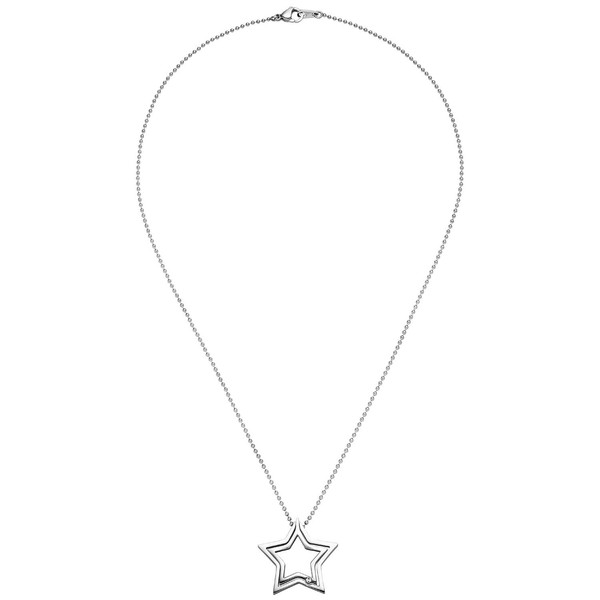 Edelstahl Collier Anhänger Stern Damen 48cm