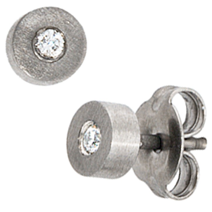 Solitär Ohrstecker aus Titan mit Diamanten