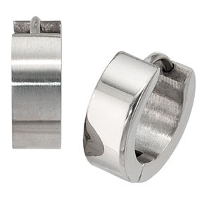 13,6mm Edelstahl Creolen Klappcreolen kantig mattiert für Damen