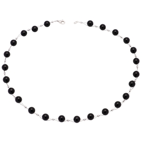 Kette Collier aus echtem Onyx schwarz klassisch Onyxkette Halsschmuck Damen