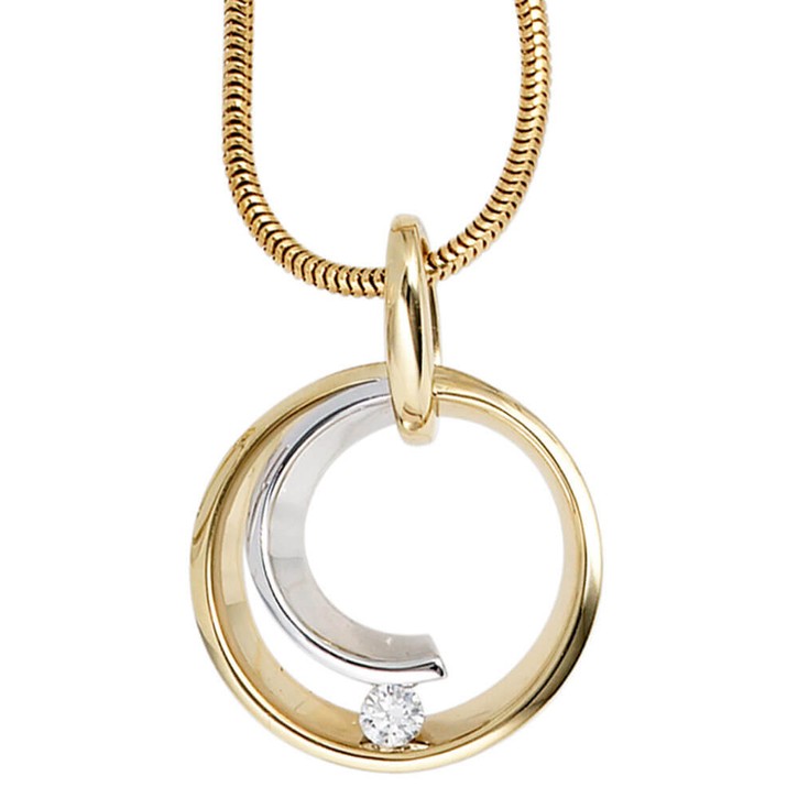 Anhänger Kreis mit Brillant 585 Gold bicolor