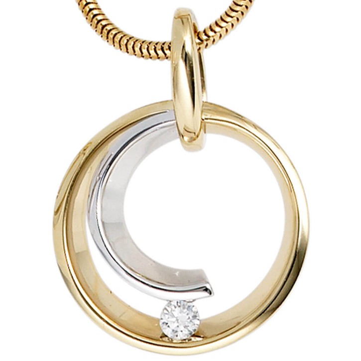 Anhänger Kreis mit Brillant 585 Gold bicolor