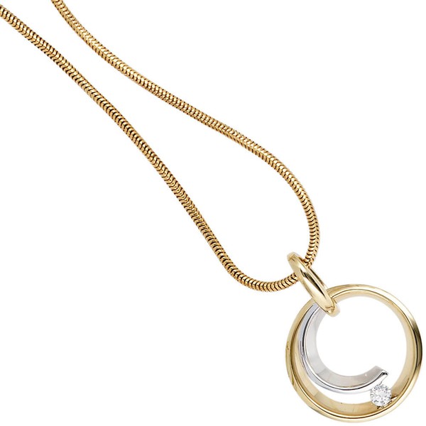 Anhänger Kreis mit Brillant 585 Gold bicolor