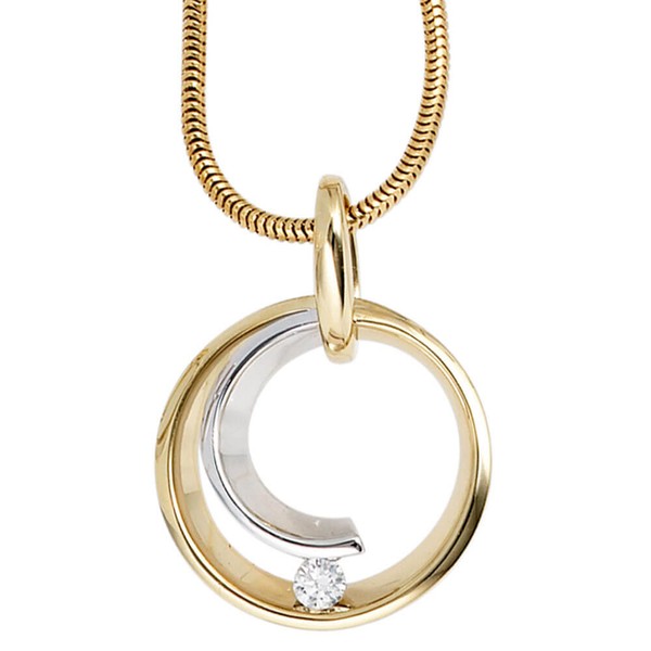 Anhänger Kreis mit Brillant 585 Gold bicolor