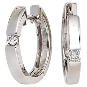 15,3mm Creolen Ohrringe mit Diamanten Brillanten 585 Gold Weißgold