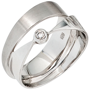 Ring Damenring mit Diamant Brillant freigeformt 585 Gold Weißgold