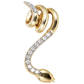 Anhänger Schlange mit 14 Diamanten Brillanten 585 Gold Gelbgold